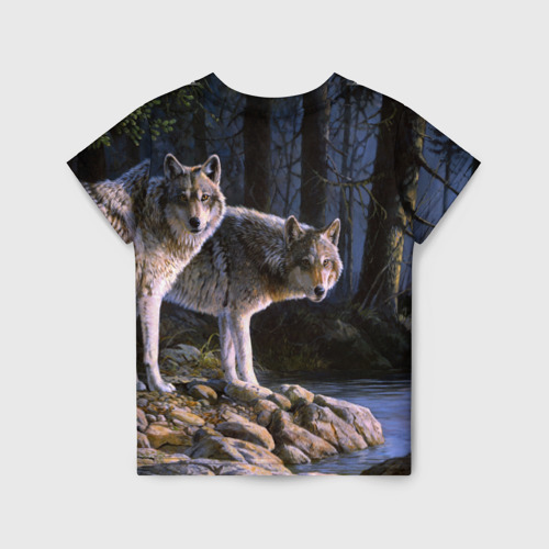 Детская футболка 3D Волки, картина маслом, цвет 3D печать - фото 2