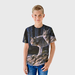 Детская футболка 3D Волки, картина маслом - фото 2