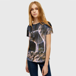 Женская футболка 3D Волки, картина маслом - фото 2