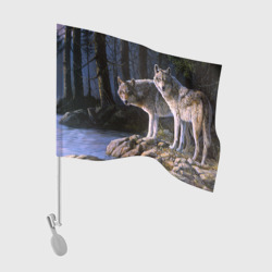 Флаг для автомобиля Волки, картина маслом