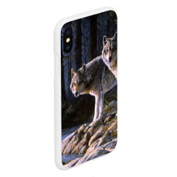 Чехол для iPhone XS Max матовый Волки, картина маслом - фото 2