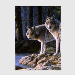 Постер Волки, картина маслом