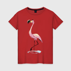 Женская футболка хлопок Фламинго
