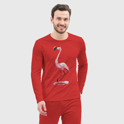 Мужская пижама с лонгсливом хлопок Фламинго, цвет красный - фото 5