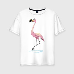 Женская футболка хлопок Oversize Фламинго