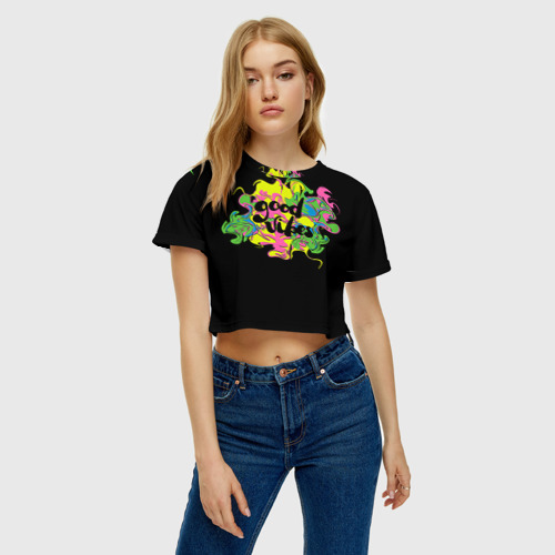 Женская футболка Crop-top 3D Good vibes, цвет 3D печать - фото 3