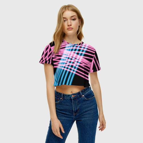 Женская футболка Crop-top 3D Неон, цвет 3D печать - фото 4