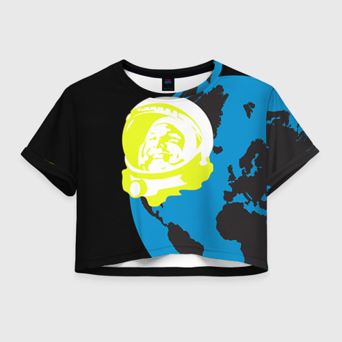 Женская футболка Crop-top 3D Гагарин, цвет 3D печать