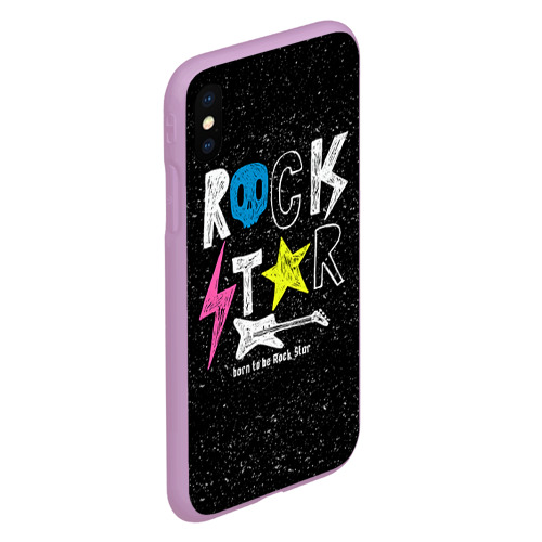 Чехол для iPhone XS Max матовый Рождён быть рок-звездой, цвет сиреневый - фото 3