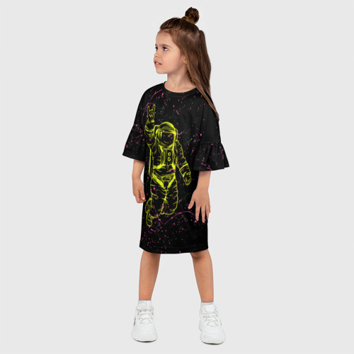 Детское платье 3D Космический рок, цвет 3D печать - фото 3