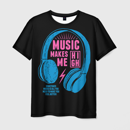 Мужская футболка 3D Музыка делает меня лучше
