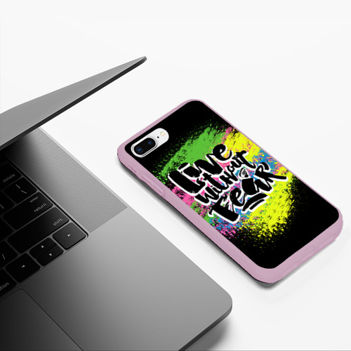 Чехол для iPhone 7Plus/8 Plus матовый Живи без страха, цвет розовый - фото 5