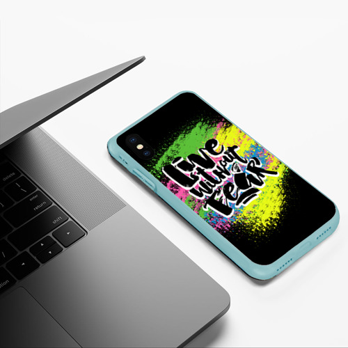 Чехол для iPhone XS Max матовый Живи без страха, цвет мятный - фото 5