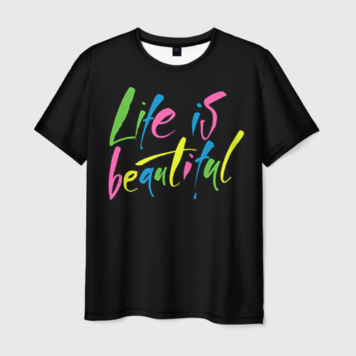 Мужская футболка 3D Жизнь прекрасна, цвет 3D печать