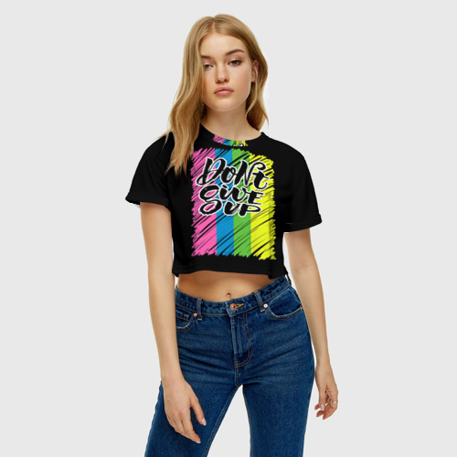 Женская футболка Crop-top 3D Don't give up, цвет 3D печать - фото 3