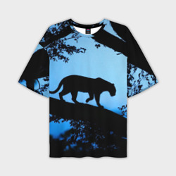 Мужская футболка oversize 3D Чёрная пантера