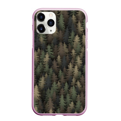 Чехол для iPhone 11 Pro Max матовый Лесной камуфляж