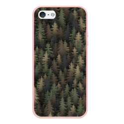 Чехол для iPhone 5/5S матовый Лесной камуфляж