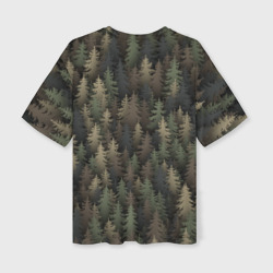 Женская футболка oversize 3D Лесной камуфляж