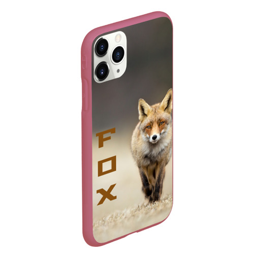 Чехол для iPhone 11 Pro Max матовый с принтом Рыжий лис (fox), вид сбоку #3