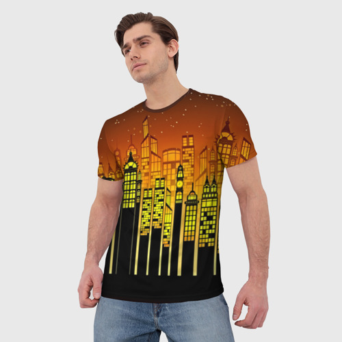 Мужская футболка 3D Buildings, цвет 3D печать - фото 3