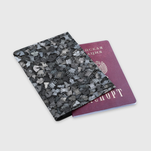 Обложка для паспорта матовая кожа Шахматный камуфляж, цвет черный - фото 3