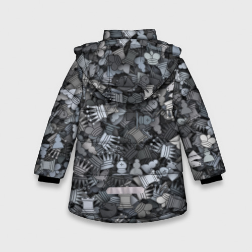 Зимняя куртка для девочек 3D Шахматный камуфляж, цвет черный - фото 2