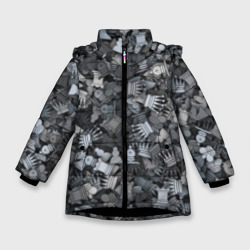 Зимняя куртка для девочек 3D Шахматный камуфляж