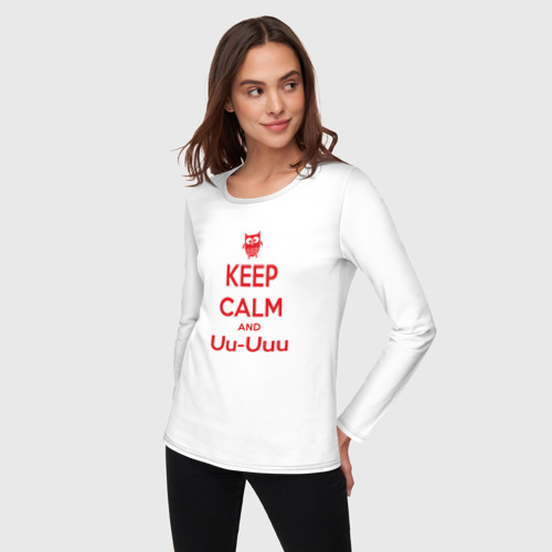 Женский лонгслив хлопок Keep Calm and Uu-Uuu, цвет белый - фото 3