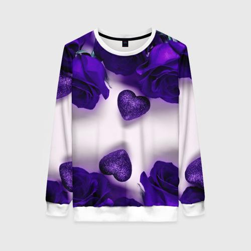 Женский свитшот 3D Фиолетовые розы, цвет 3D печать