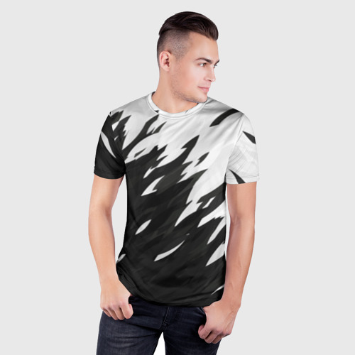 Мужская футболка 3D Slim Black & white, цвет 3D печать - фото 3