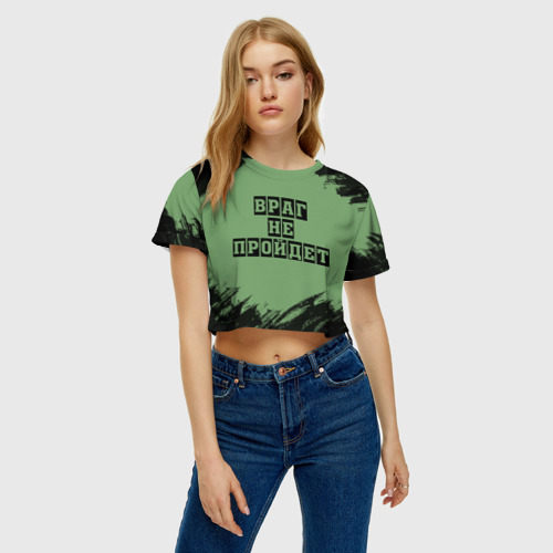 Женская футболка Crop-top 3D Враг не пройдёт - фото 4
