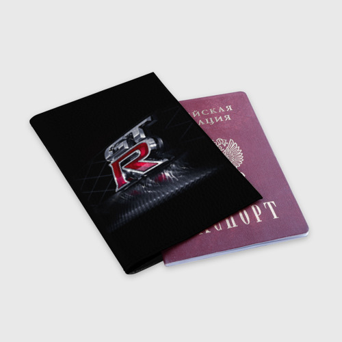 Обложка для паспорта матовая кожа Nissan Gtr, цвет черный - фото 3