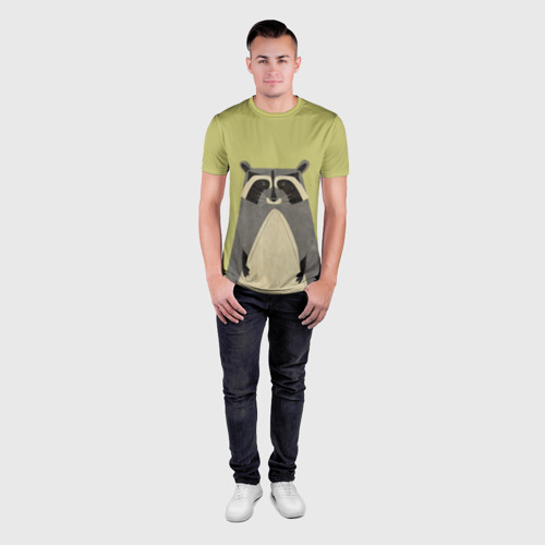 Мужская футболка 3D Slim с принтом Енот, вид сбоку #3