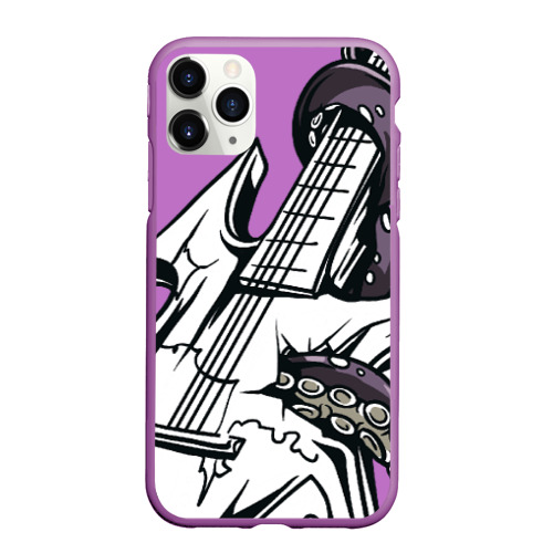 Чехол для iPhone 11 Pro Max матовый Гитара, цвет фиолетовый