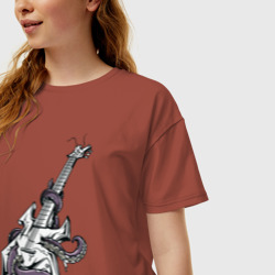 Женская футболка хлопок Oversize Гитара - фото 2