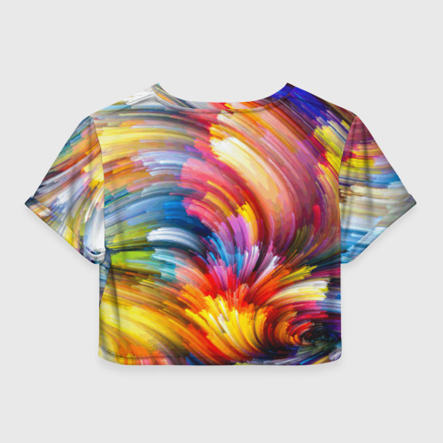 Женская футболка Crop-top 3D Яркие краски, цвет 3D печать - фото 2