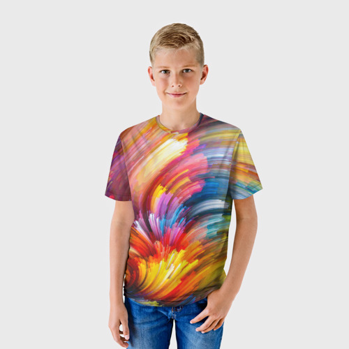 Детская футболка 3D Яркие краски, цвет 3D печать - фото 3