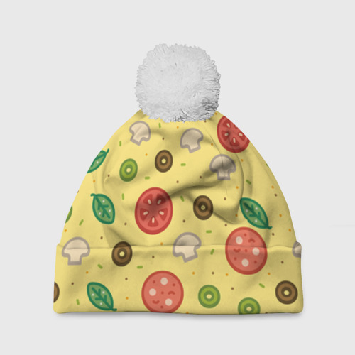 Шапка 3D c помпоном Pizza, цвет 3D печать