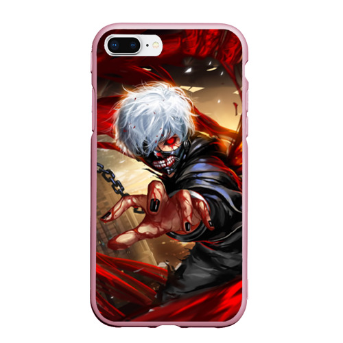 Чехол для iPhone 7Plus/8 Plus матовый Blood Канеки, цвет розовый