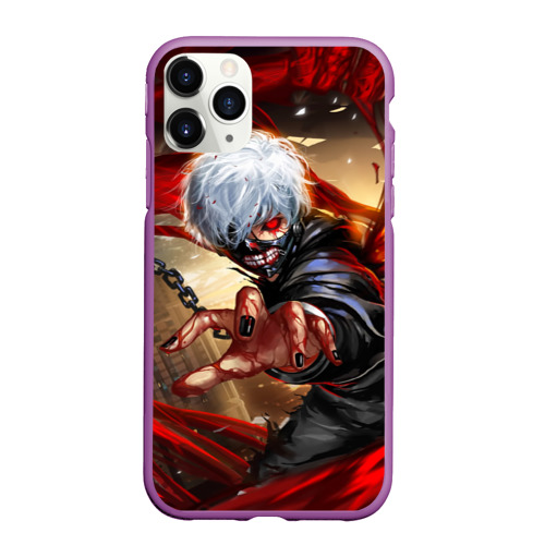 Чехол для iPhone 11 Pro Max матовый Blood Канеки, цвет фиолетовый