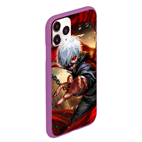 Чехол для iPhone 11 Pro Max матовый Blood Канеки, цвет фиолетовый - фото 3