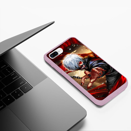 Чехол для iPhone 7Plus/8 Plus матовый Blood Канеки, цвет розовый - фото 5