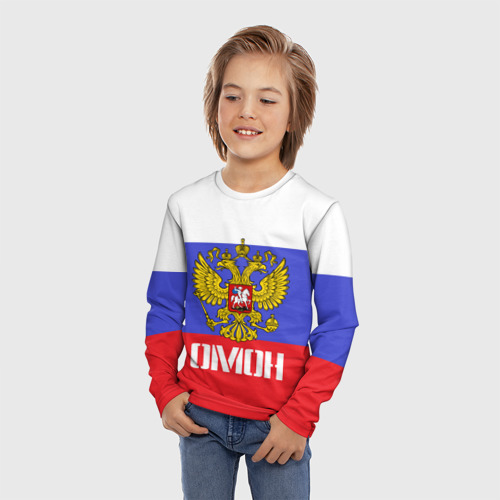 Детский лонгслив 3D ОМОН, флаг и герб России - фото 3