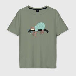 Мужская футболка хлопок Oversize Ленивец спит