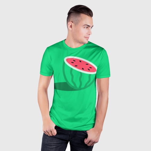 Мужская футболка 3D Slim Арбуз, цвет 3D печать - фото 3