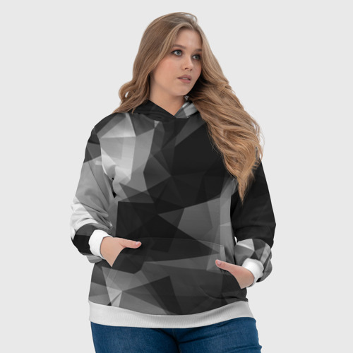 Женская толстовка 3D Camo - Black & White Чёрно-белый камуфляж, цвет 3D печать - фото 6