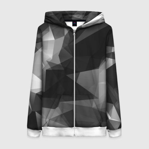 Женская толстовка 3D на молнии Camo - Black & White Чёрно-белый камуфляж, цвет белый