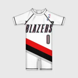 Детский купальный костюм 3D Форма Portland Trail Blazers белая