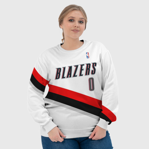 Женский свитшот 3D Форма Portland Trail Blazers белая, цвет 3D печать - фото 6